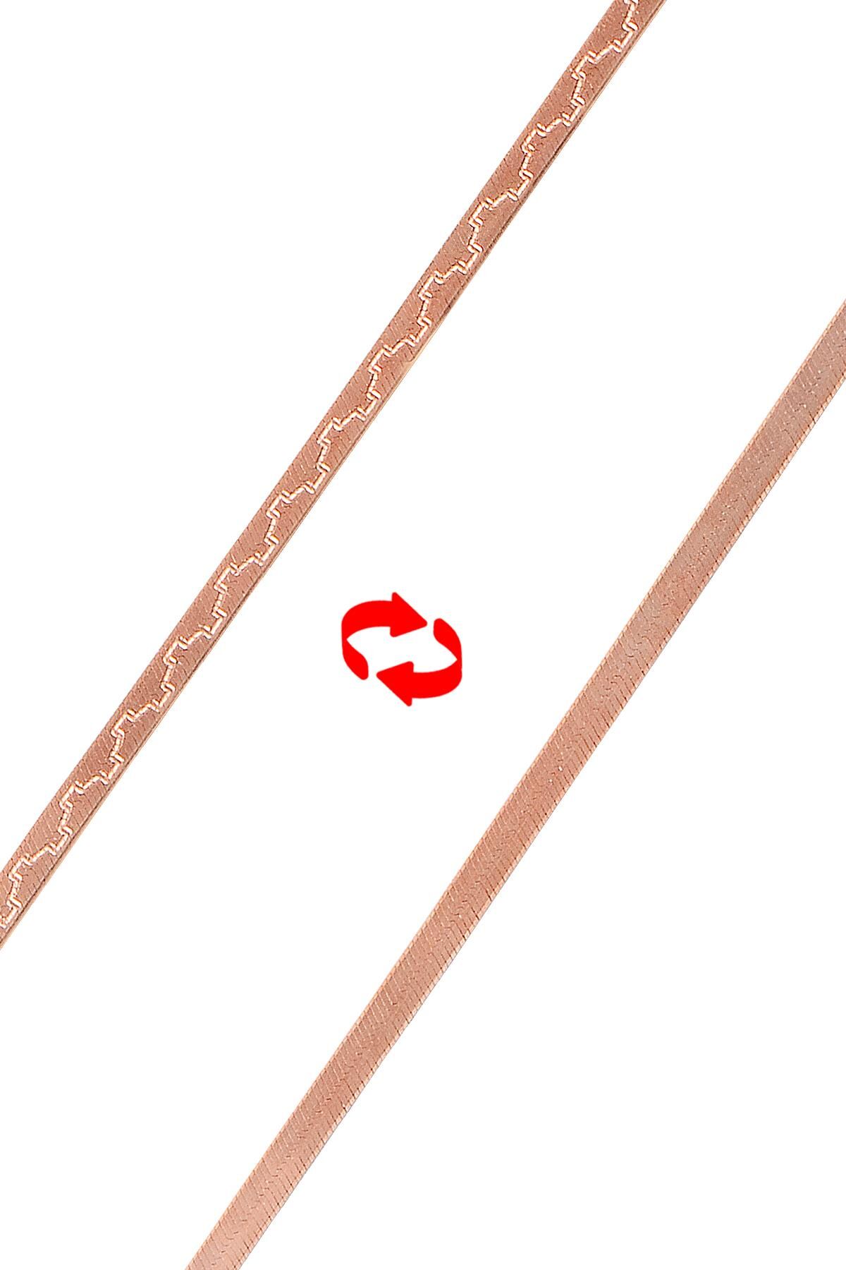 Gümüş desenli çif taraflı italyan yassı bileklik SGTL9838ROSE