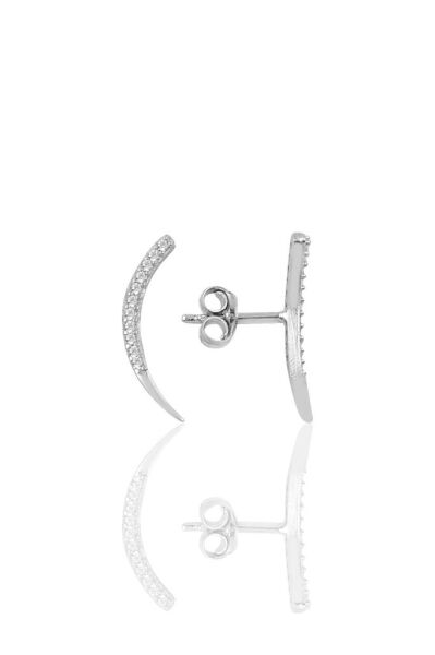 Gümüş rodyumlu zirkon taşlı Ay modeli küpe SGTL10824RODAJ