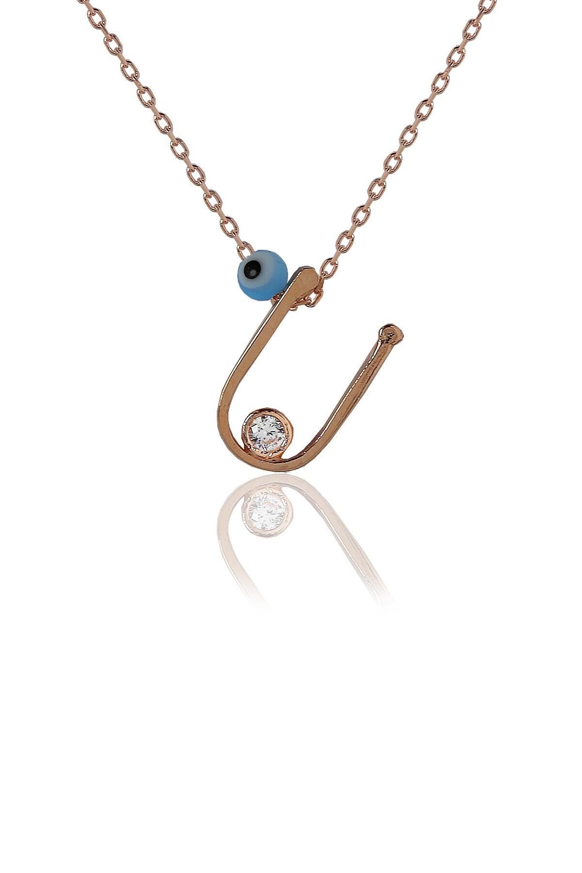 U Harf Gümüş Kolye SGTL4112