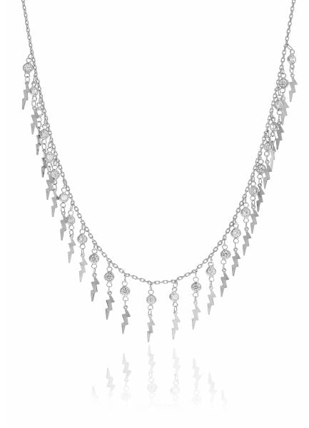 Gümüş rodyumlu zirkon taşlı şimşek kolye SGTL10483RODAJ