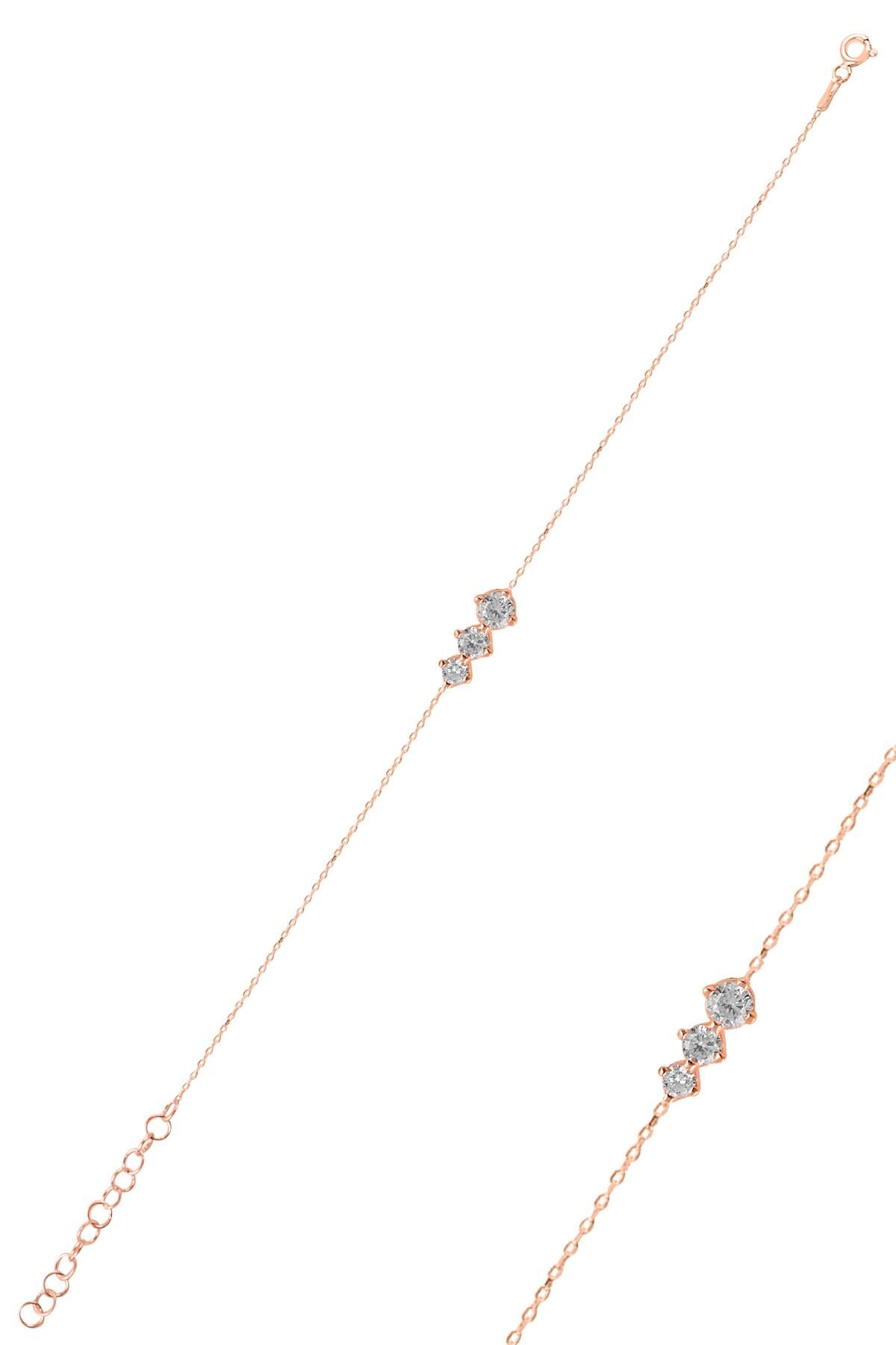 Gümüş rose zirkon  taşlı pırıltı bileklik SGTL11860ROSE