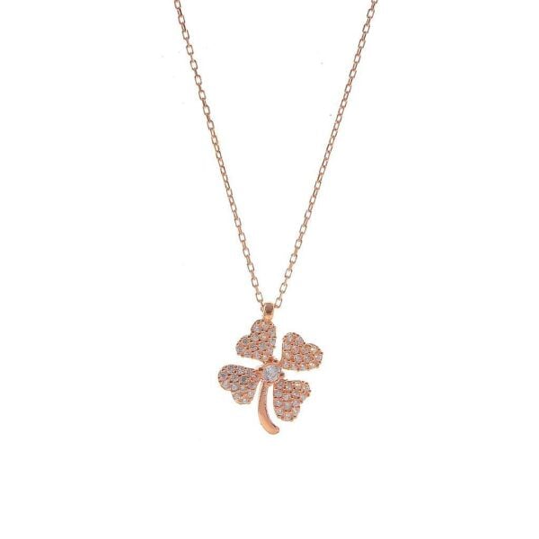 Rose Zirkon Taşlı Yonca Kolye SGTL5727