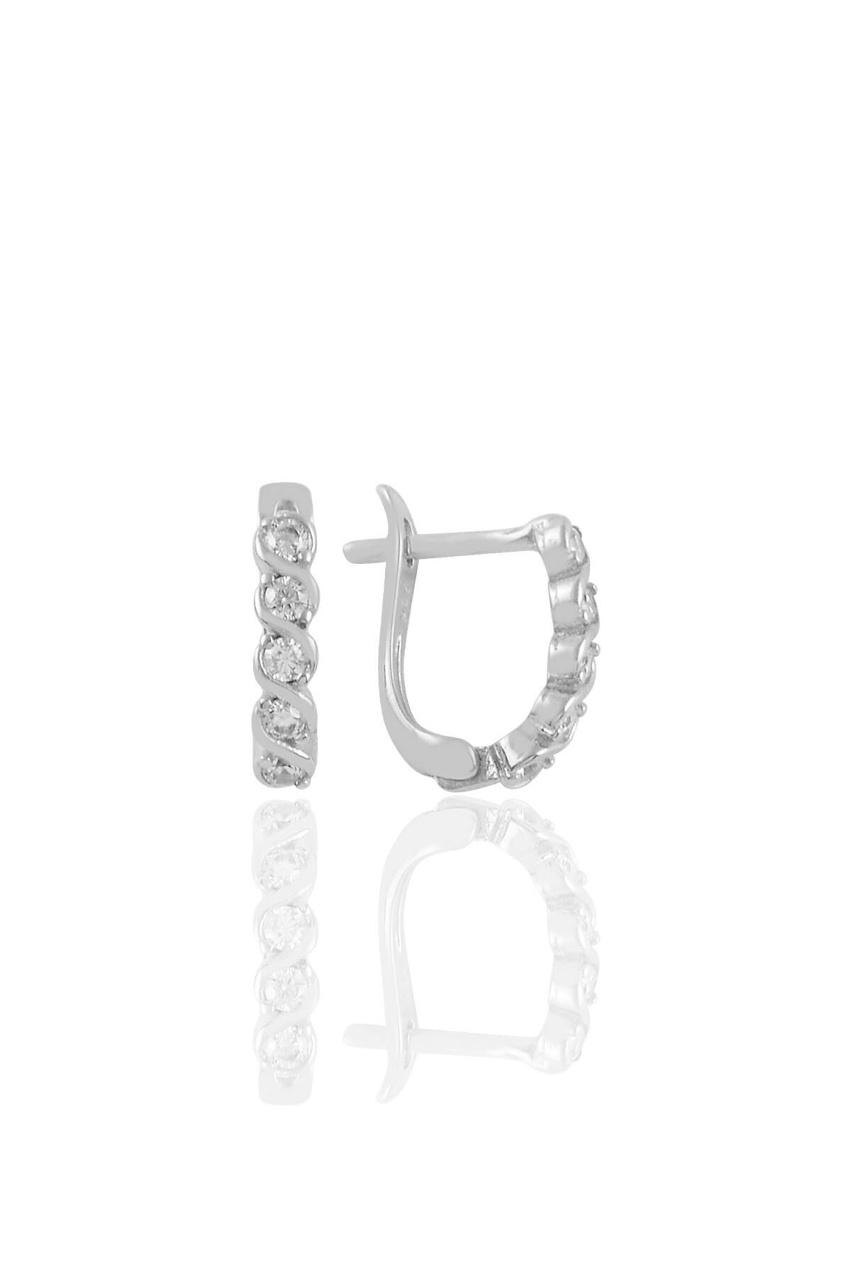 Gümüş rodyumlu zirkon taşlı örgü modeli  j küpe SGTL11220RODAJ