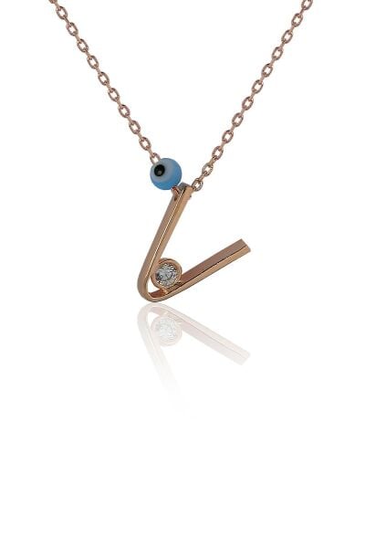 V Harf Gümüş Kolye SGTL4114