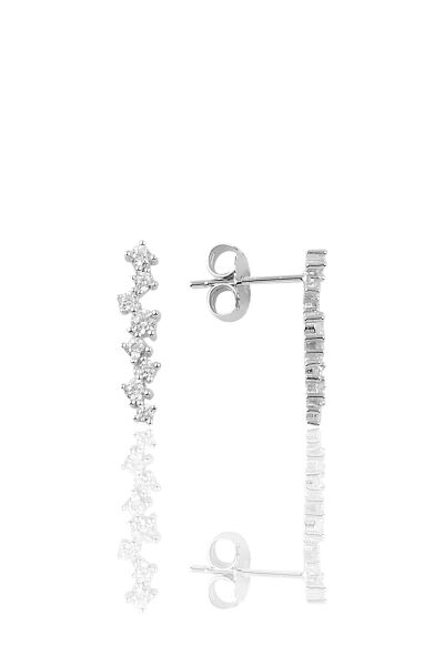 Gümüş Pırlanta modeli sıra taşlı küpe SGTL10222