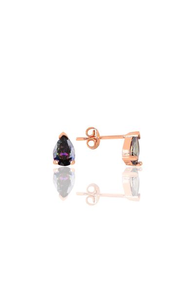 Gümüş rose mistik topaz  taşlı damla küpe SGTL10974MISTIK