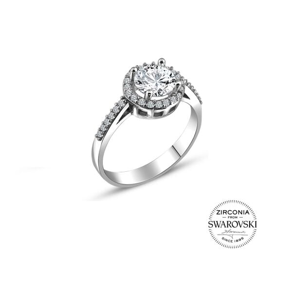 Gümüş Swarovski taşlı pırlanta modeli yuvarlak üçlü set SGTL20518SETA