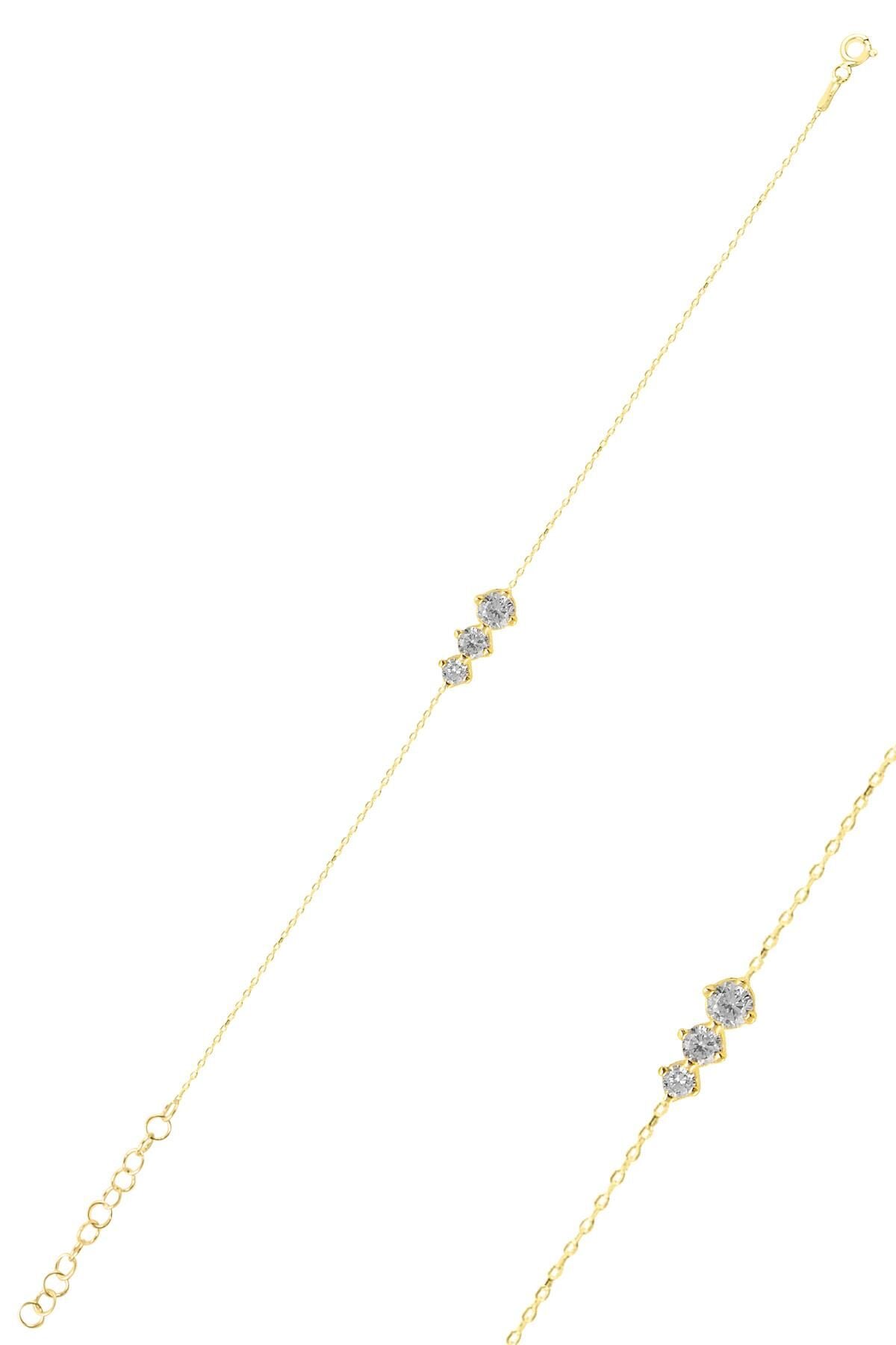 Gümüş altın yaldızlı zirkon taşlı pırıltı bileklik SGTL11860GOLD
