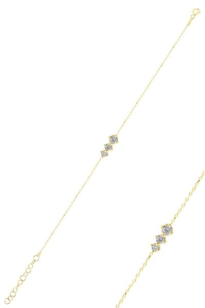 Gümüş altın yaldızlı zirkon taşlı pırıltı bileklik SGTL11860GOLD
