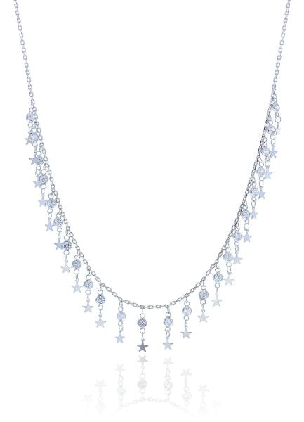 Gümüş rodyumlu zirkon taşlı yıldızlı kolye SGTL10484RODAJ