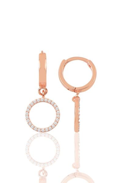 Gümüş zirkon taşlı halka modeli küpe SGTL9841ROSE