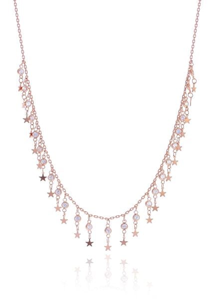 Gümüş rose zirkon taşlı yıldızlı kolye SGTL10484ROSE