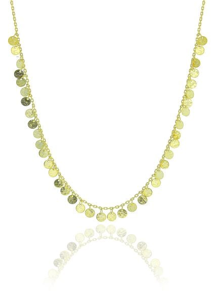 Gümüş altın yaldızlı dövme modeli pullu kolye SGTL10485GOLD