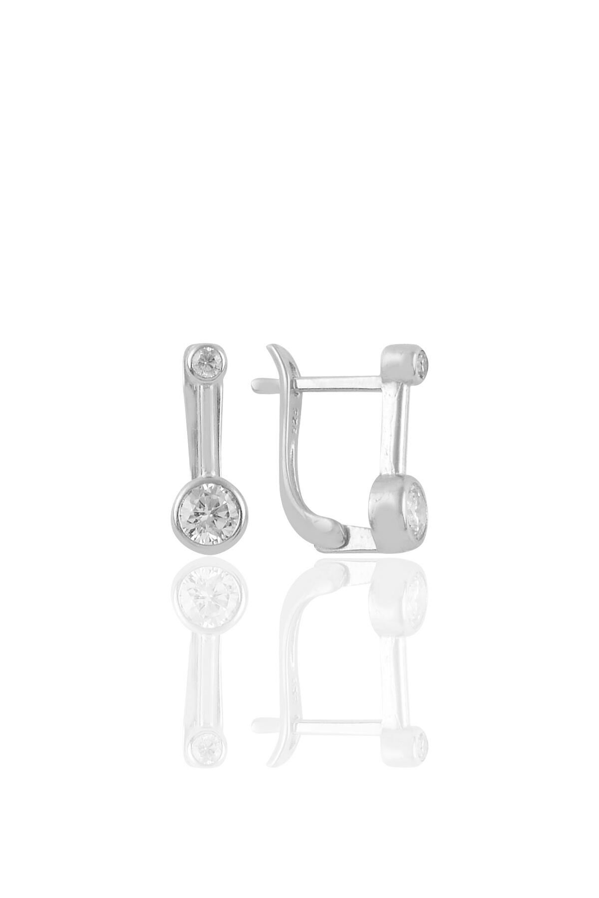 Gümüş rodyumlu zirkon taşlı  j küpe SGTL11222RODAJ