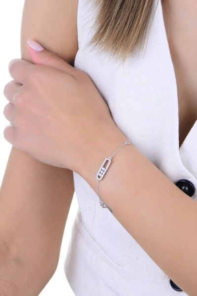 Gümüş rodyumlu hareketli zirkon taşlı umut ışığı kapsül bileklik SGTL12932RODAJ