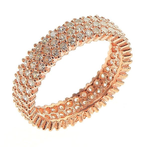 tamtur üç sıralı zirkon taşlı rose yüzük SGTL5734