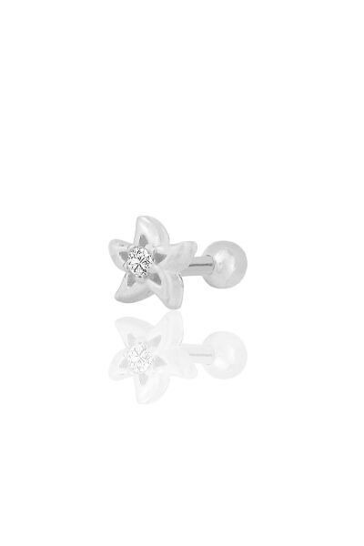 Gümüş rodyumlu zirkon taşlı yıldız modeli Tragus helix Piercing küpe SGTL12317RODAJ