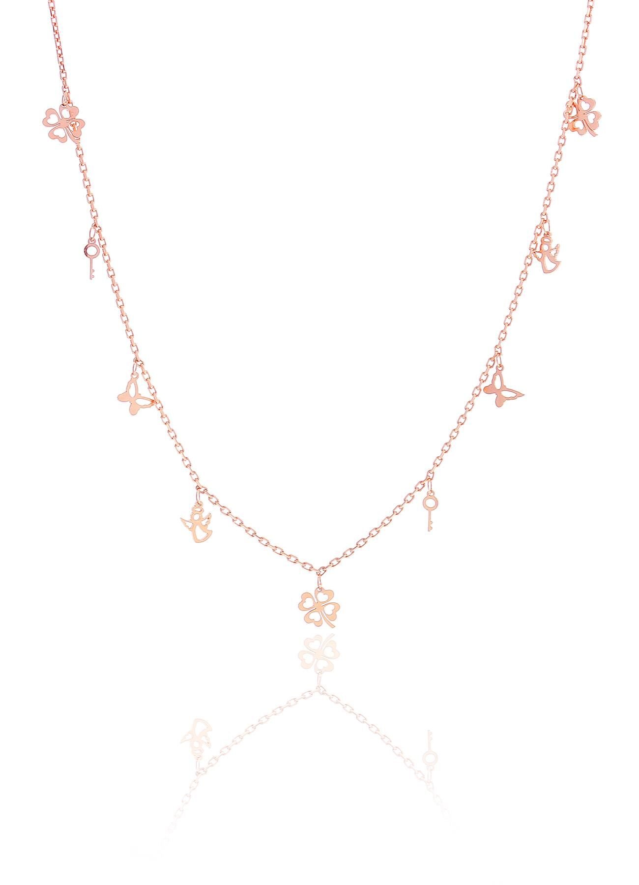 Gümüş rose kısmet şans kolyesi SGTL10486ROSE