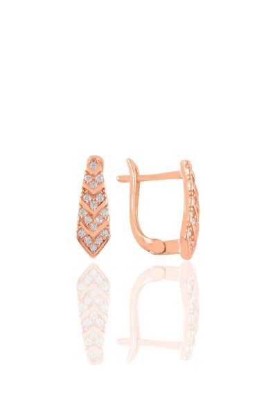 Gümüş rose zirkon taşlı kravat modeli j küpe SGTL11218ROSE
