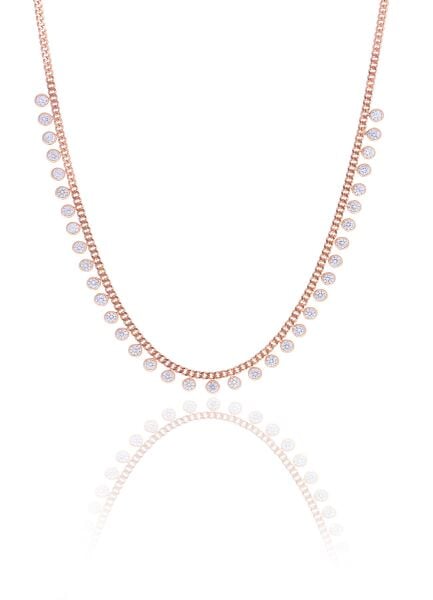 Gümüş rose zirkon taşlı  gurmet zincirli  kolye SGTL10487ROSE