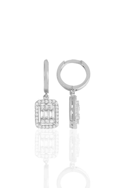 Gümüş beyaz altın rodyumlu baget taşlı çizgili üçlü set SGTL11565RODAJ