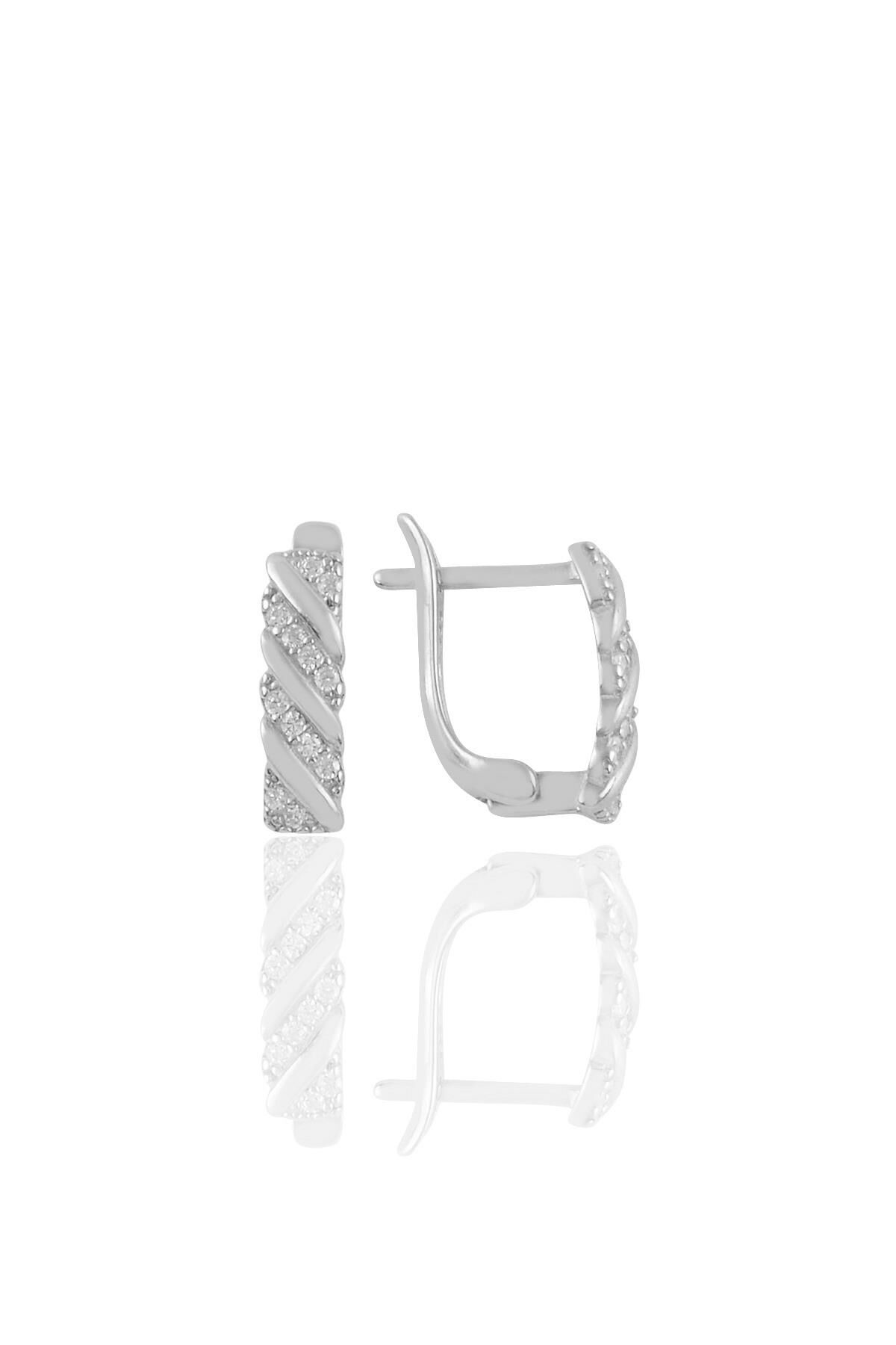 Gümüş zirkon taşlı j küpe SGTL11217RODAJ