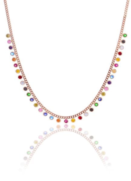 Gümüş rose renkli taşlı gurmet zincirli kolye SGTL10488ROSE