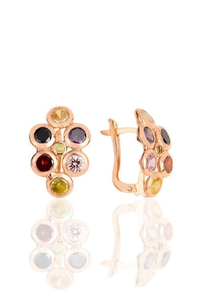 Gümüş rose renkli taşlı küpe SGTL11853ROSE