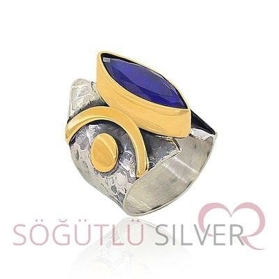 safir taşlı mekik dövme yüzük yuzuk4885