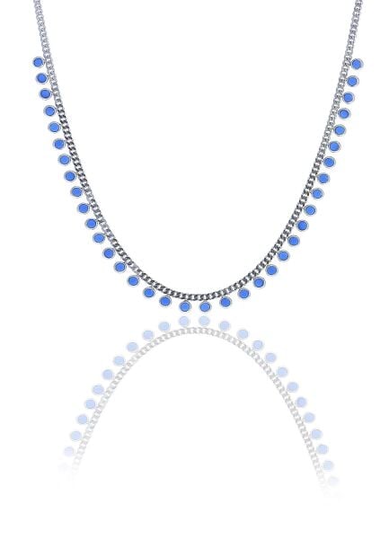 Gümüş rodyumlu turkuaz taşlı gurmet zincirli kolye SGTL10490RODAJ