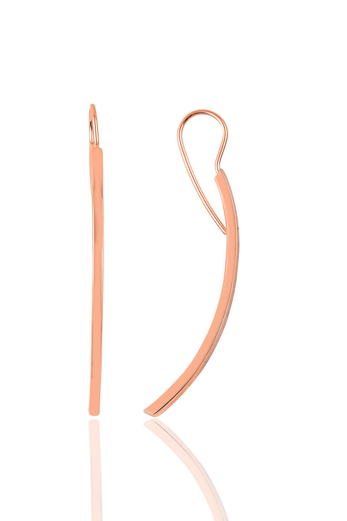 Gümüş rose uzun çubuk küpe SGTL9653ROSE