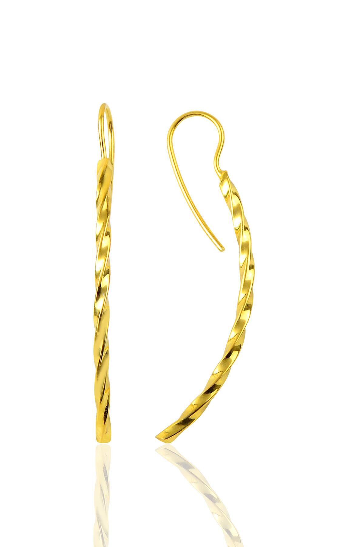 Gümüş  altın rengi uzun çubuk küpe SGTL9654GOLD