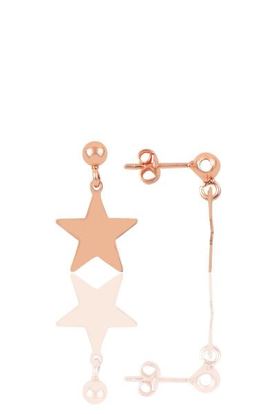 Gümüş rose yıldız modeli küpe SGTL9849ROSE