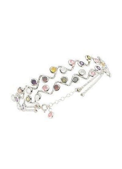 Gümüş Rodyumlu Renkli Taşlı Bilezik bilezik6962