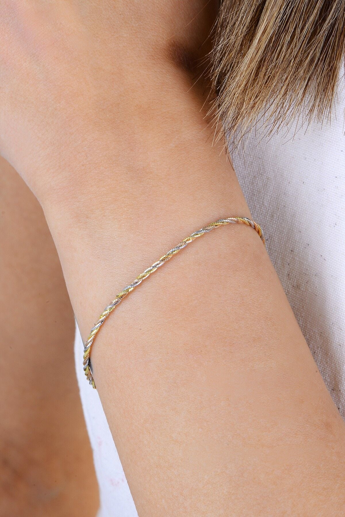 Gümüş altın rose ve rodyumlu renkli italyan bileklik SGTL12942RENKLI