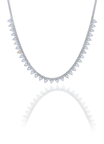 Gümüş rodyumlu zirkon taşlı gurmet zincirli piramit kolye SGTL10492RODAJ