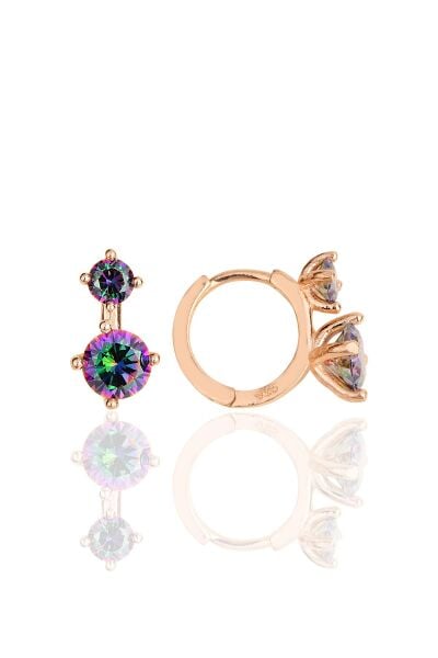 Gümüş rose mistik taşlı halka küpe SGTL11851ROSE