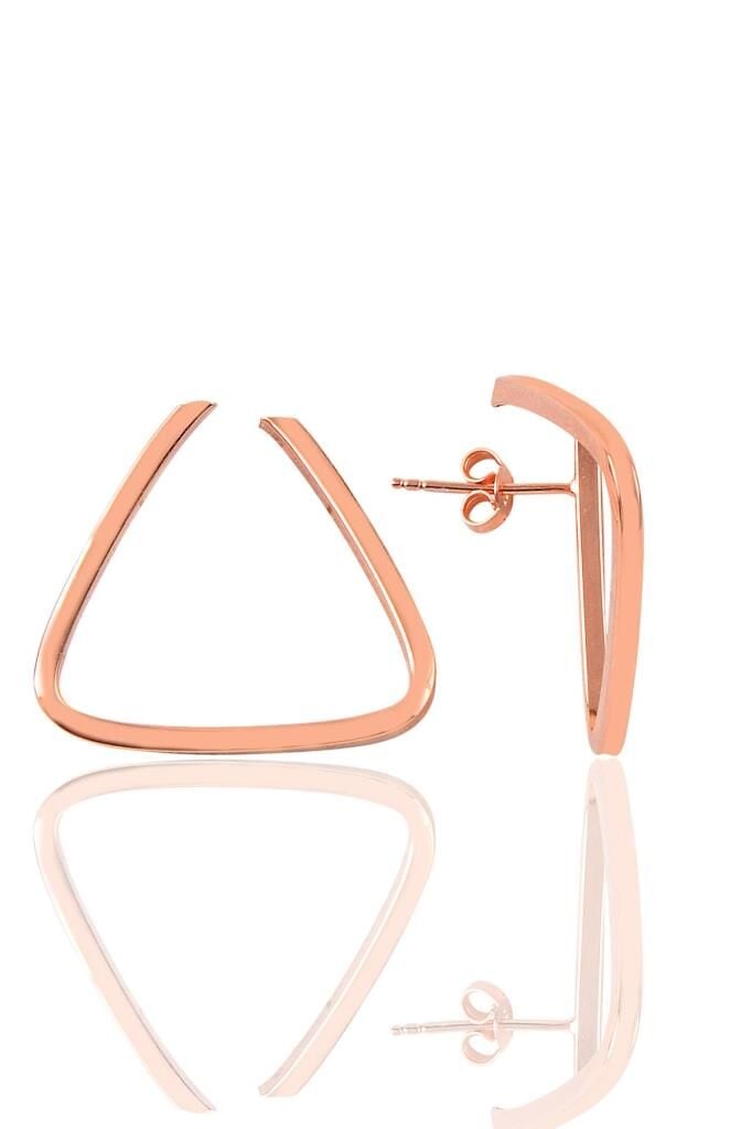 Gümüş rose üçgen modeli şarnel küpe SGTL10815ROSE