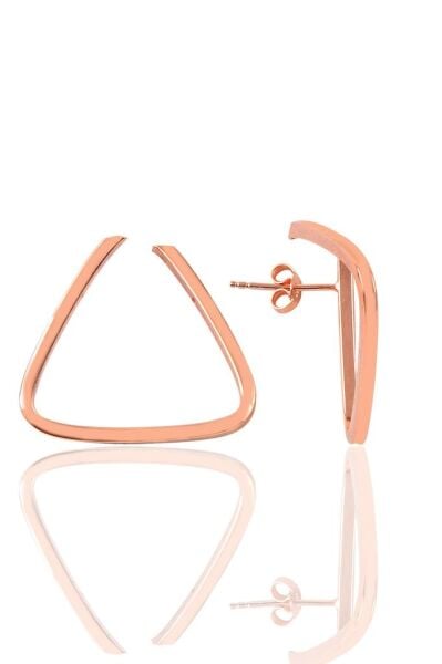 Gümüş rose üçgen modeli şarnel küpe SGTL10815ROSE