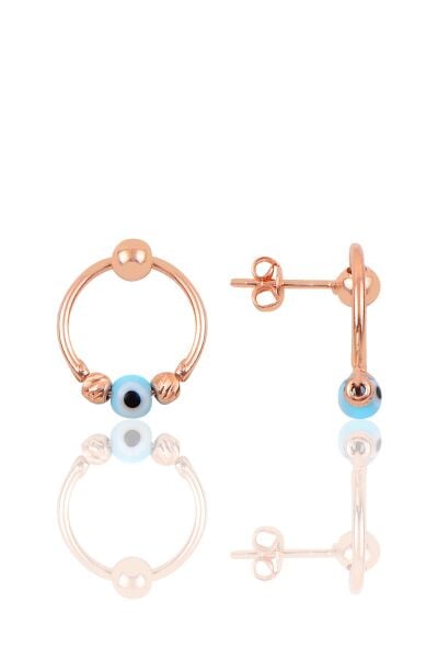 Gümüş nazar boncuk  ve dorica toplu halka modeli küpe SGTL9855