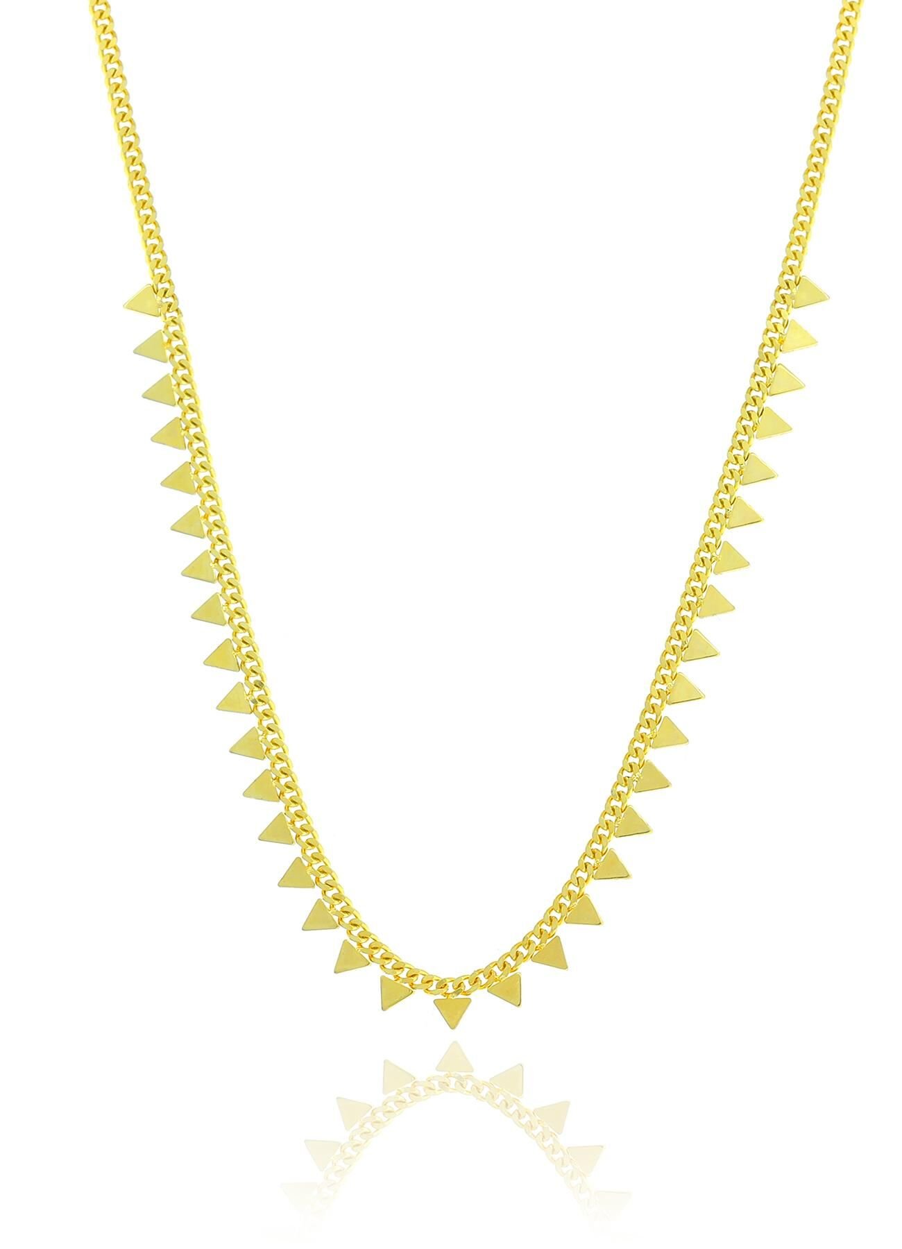 Gümüş altın yaldızlı  gurmet zincirli piramit kolye SGTL10494GOLD