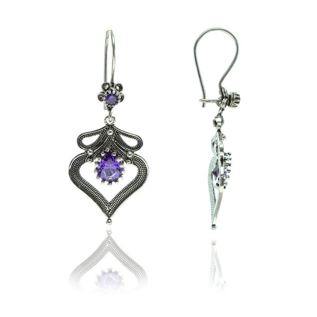 Ametis taşlı telkari küpe SGTL7910