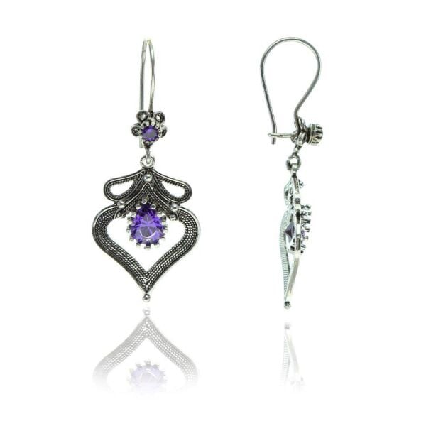 Ametis taşlı telkari küpe SGTL7910