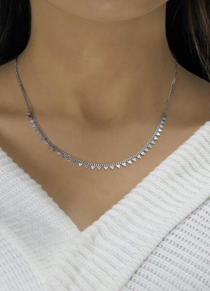 Gümüş rodyumlu gurmet zincirli piramit kolye SGTL10494RODAJ