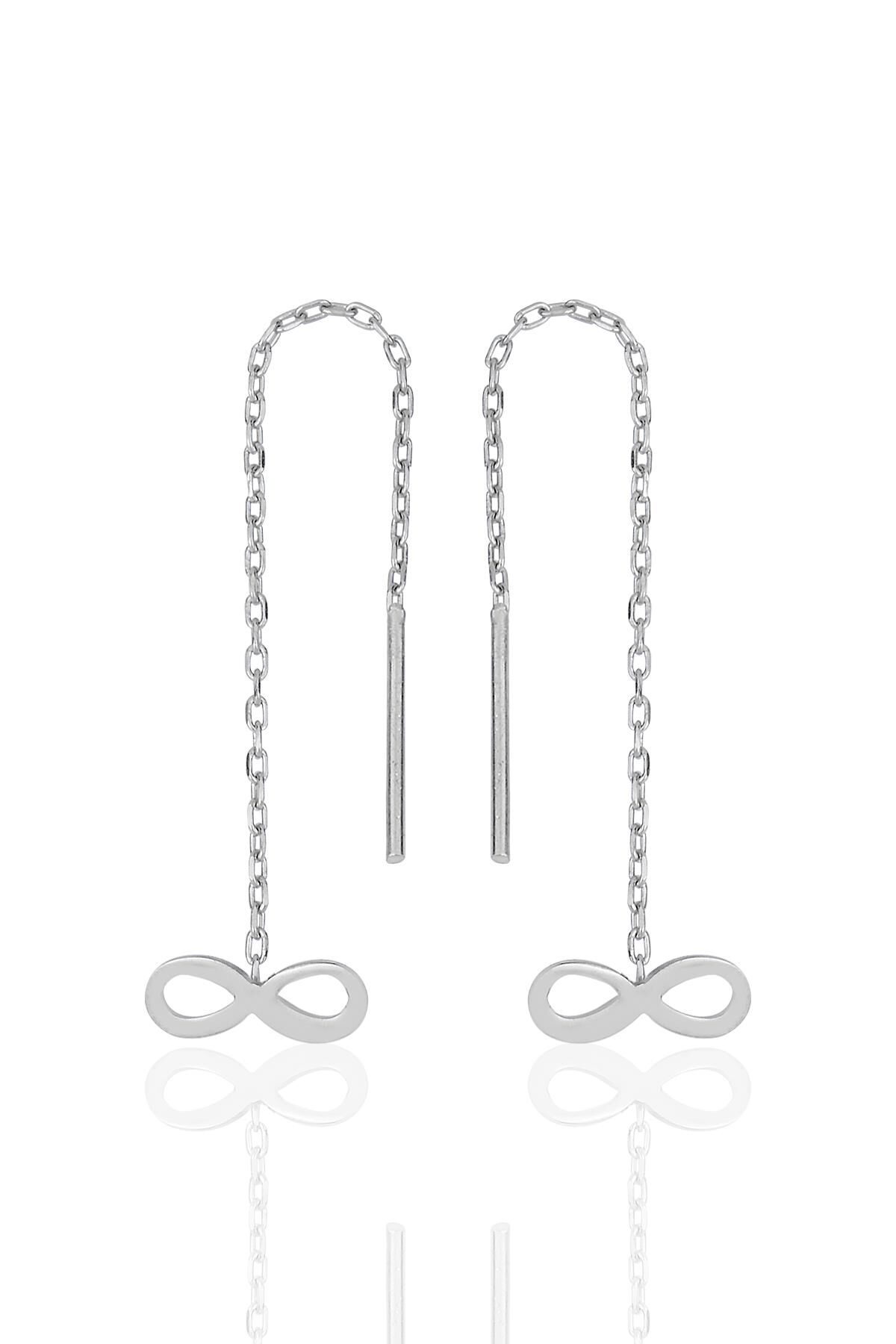 Gümüş rodyumlu sonsuzluk zincir küpe SGTL11948RODAJ