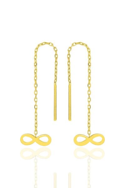 Gümüş altın yaldızlı sonsuzluk zincir küpe SGTL11948GOLD