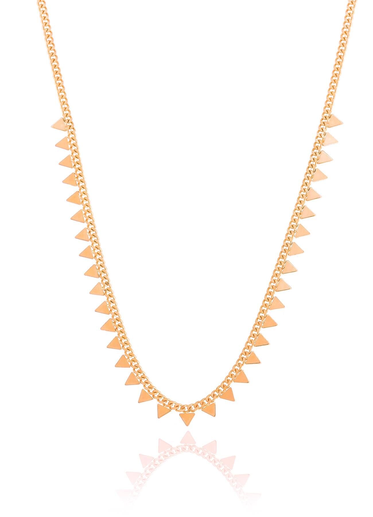 Gümüş rose gurmet zincirli piramit kolye SGTL10494ROSE