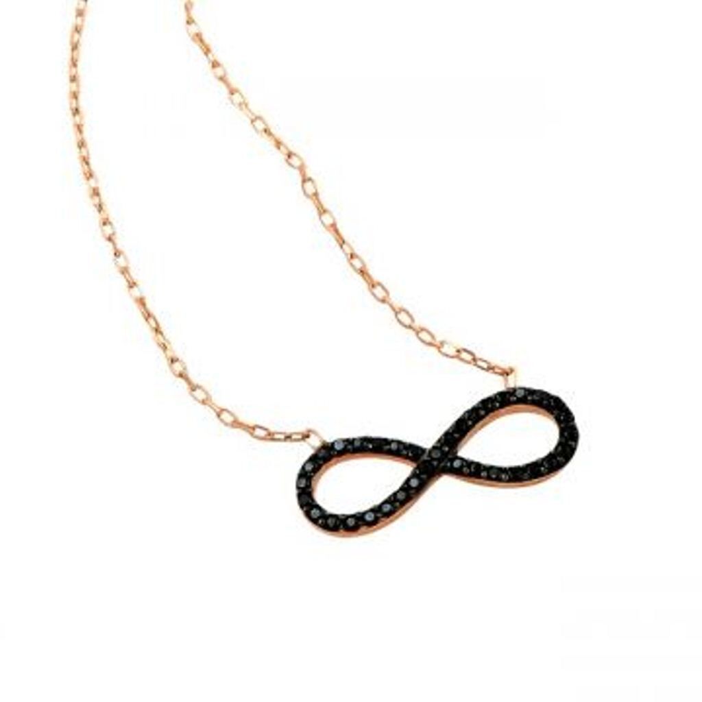 siyah taşlı sonsuz kolye SGTL1861