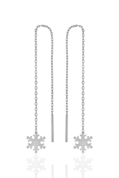 Gümüş rodyumlu kar tanesi zincir küpe SGTL11947RODAJ