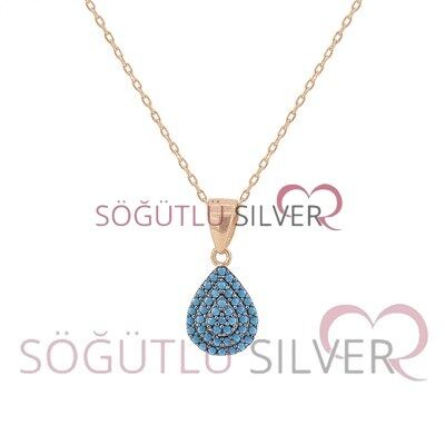 turkuaz taşlı mini üçlü set set8180